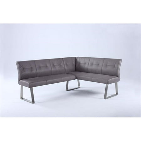 Milan Kaitlynn Gray Fabric Tufted-Back Reversible Nook with Highlight Stitching