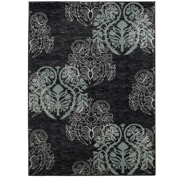 Milan Lana Black Area Rug 5x7.7 Abstract Pattern 100% Polypropylene Turkey