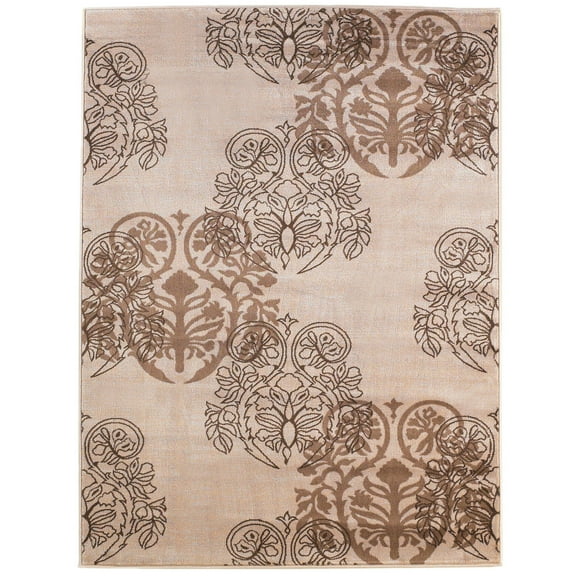Milan Lana Ivory Rug 5 x 7.7 Transitional Abstract 100% Polypropylene Turkey
