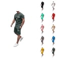 thumbnail image 1 of Milan Letter Graphic Short Sets for Men Crewneck T Shirt and Shorts 2 Piece Matching Set Mens Summer Outfits, 1 of 5
