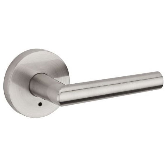 Milan Lever with Round Rose Privacy in Satin Nickel