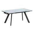 thumbnail image 1 of Milan Lex White Marbleized Ceramic Dining Table with Matte Black Steel Base, 1 of 9