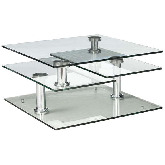 Milan Lillyana 49.5" Tempered Glass Multi-Top Motion Cocktail Table in Clear