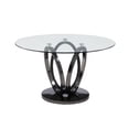 thumbnail image 1 of Milan Lyn Round Glass Dining Table w/ Graphite Gray 3-Ring Steel Base, 1 of 4