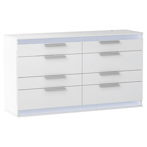 Milan Macalania 59.9" 6-drawer Contemporary Wood Dresser in Gloss White