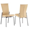 thumbnail image 1 of Milan Marjorie Motion-Back Faux Leather Side Chair in Beige (Set of 2), 1 of 7