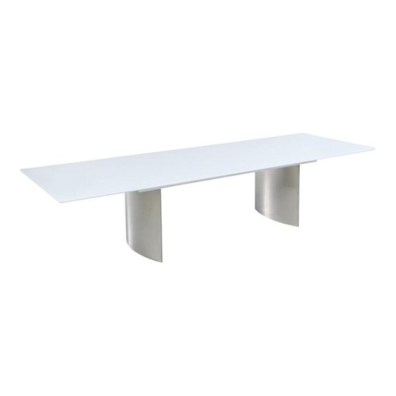 Milan Monica 86.91" Contemporary MDF Wood Extendable Dining Table in White