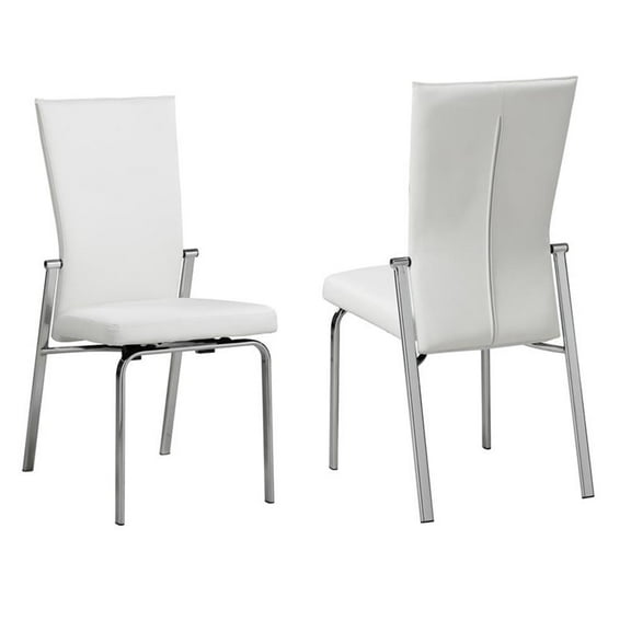 Milan Monique Motion-Back Faux Leather Side Chair in White (Set of 2)