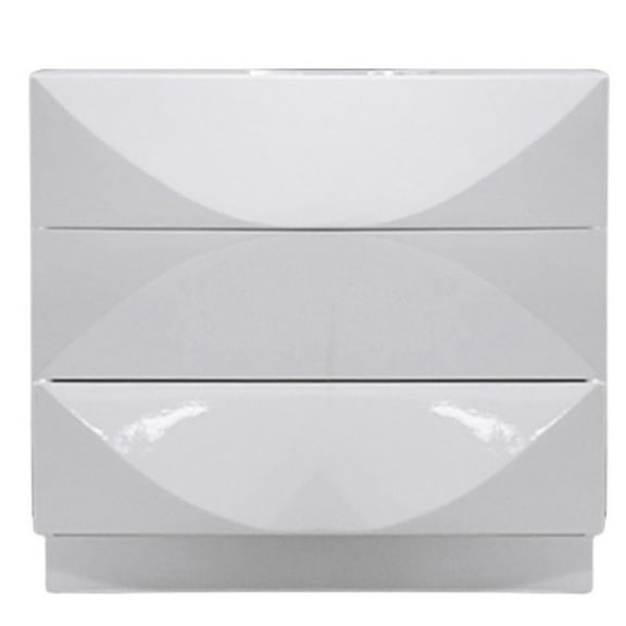 Milan Montreal Modern All-Wood Gloss White 3-Drawer Nightstand