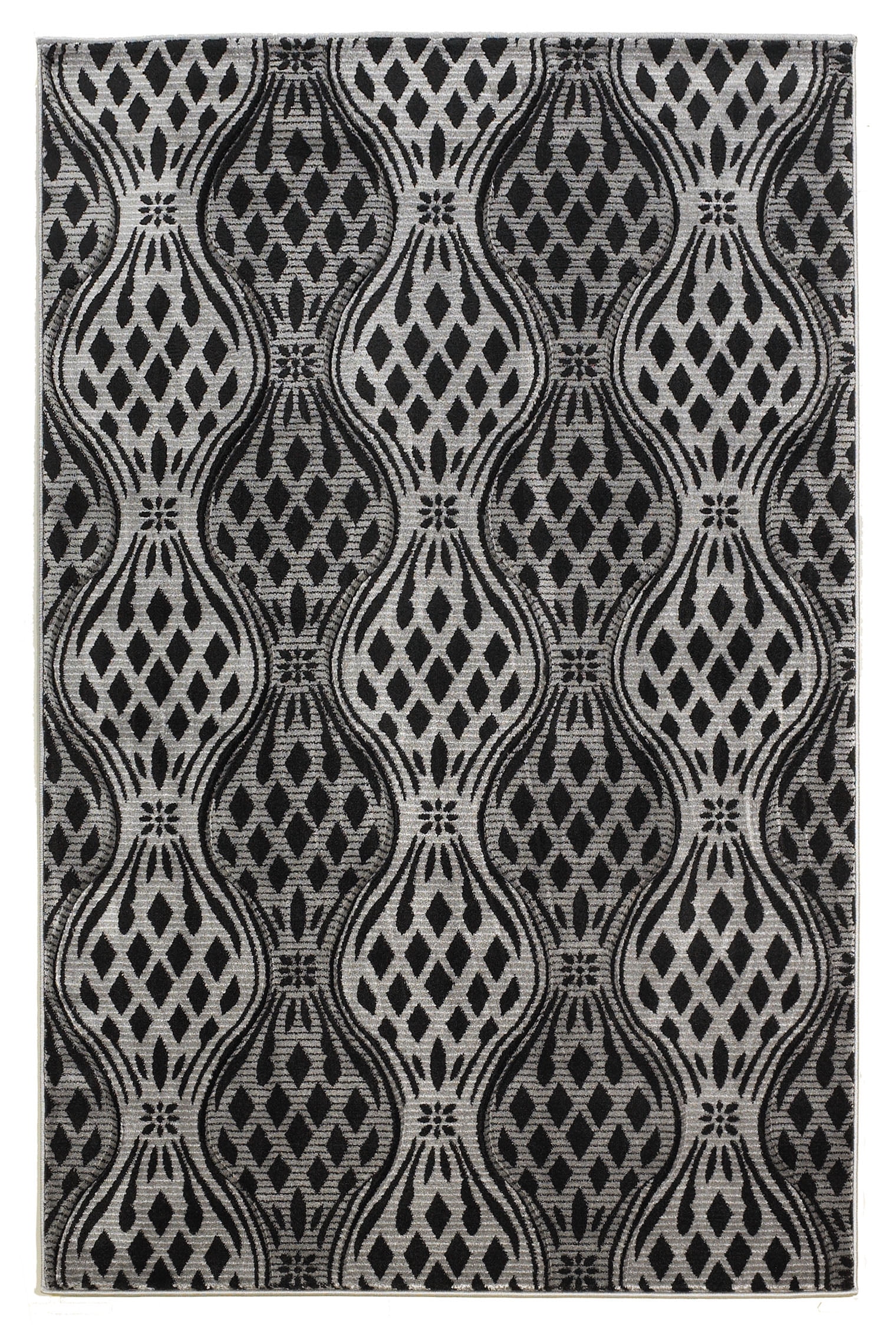Milan Mylon Rug 8x10 Black Grey Abstract Pattern 100% Polypropylene ...