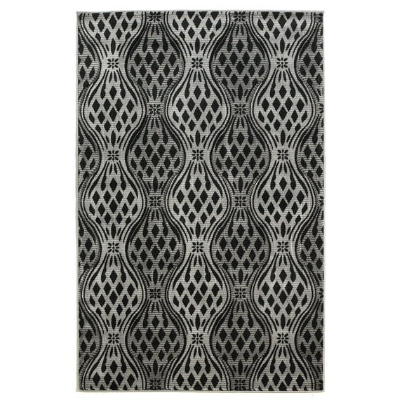 Milan Mylon Rug 8x10 Black Grey Abstract Pattern 100% Polypropylene Turkey