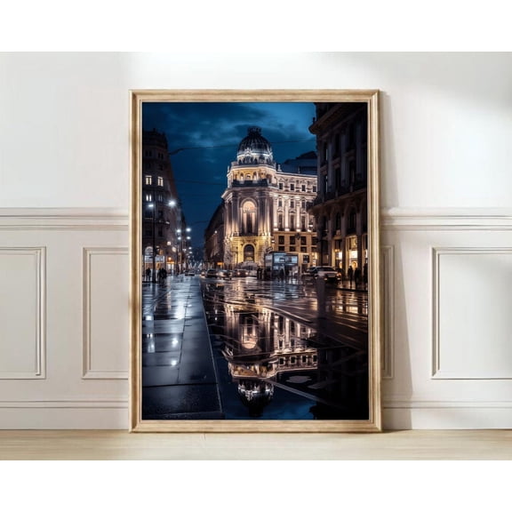 Milan Night Sky Travel Poster Blue Map Italy Wall Art, Unframed Canvas Size 16x24