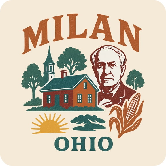 Milan Ohio Keepsakes Souvenir Vinyl Sticker – Destination Travel Keepsake Collectible (4-Inches Wide)
