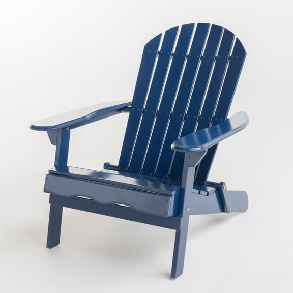 Milan Outdoor Rustic Acacia Wood Folding Adirondack Chair, Navy Blue