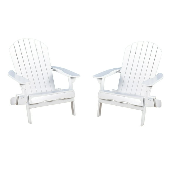 Milan Outdoor White Acacia Wood Folding Adirondack Chair (Set of 2)