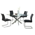 thumbnail image 1 of Milan Petra 5-piece Square Faux Leather Dining Set w/ Criss-cross Base in Black, 1 of 1