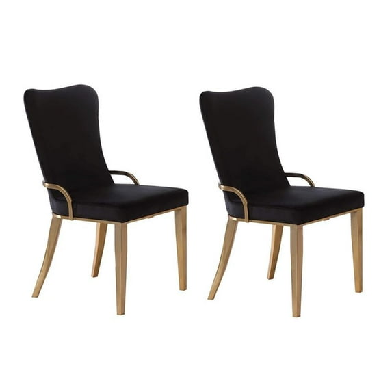 Milan Ridley Contemporary Dining Side Chair in Black/Brushed Gold (Set of 2)