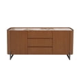 thumbnail image 1 of Milan Runa Walnut Brown Modern 2-Door Wood Buffet with Ceramic Top & Steel Legs, 1 of 8