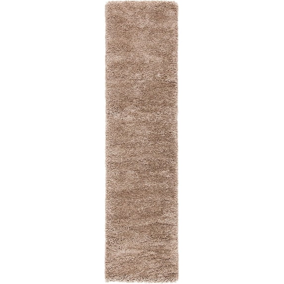 Milan Shag Collection Runner Rug - 2' x 16', Dark Beige, Plush Thick Pile, Non-Shedding, Easy to Clean, Solid Design, Hallway and Bedroom Rug
