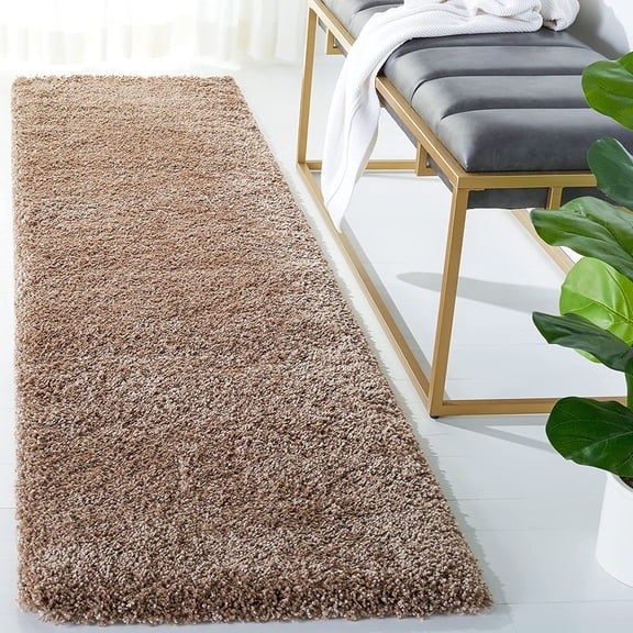 Milan Shag Collection Runner Rug - 2' x 6', Dark Beige, Solid Design, Non-Shedding & Easy to Clean, Plush Thick Pile, Ideal for Hallway, Foyer, Bedroom (SG180-1414)
