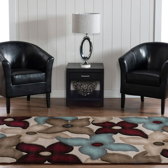 Milan Shea Garnet Area Rug 5x7.7 Transitional Multicolor Abstract Polypropylene