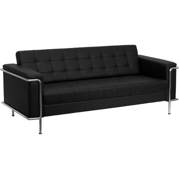 Global Industrial B2256230 Contemporary Modular Lounge Sofa, Black - Leather - Hercules Lesley Series