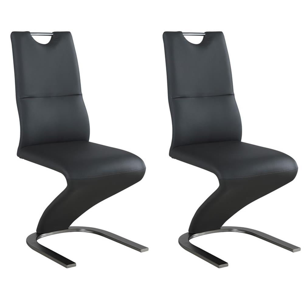 Contemporary Gray Faux Leather Upholstered Side Chair Set of 2
