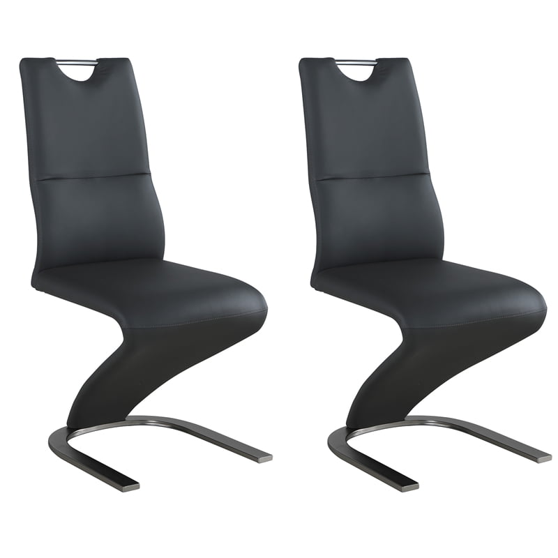Contemporary Gray Faux Leather Upholstered Side Chair Set of 2