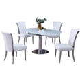 thumbnail image 1 of Milan Talia Dining Set with Extendable White Glass Table & White Tufted Chairs, 1 of 15