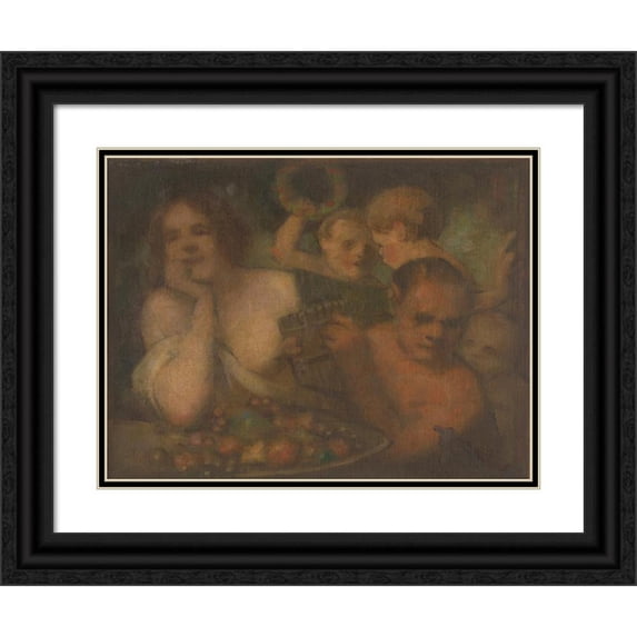 Milan Thomka Mitrovský 18x15 Black Ornate Wood Framed Double Matted Museum Art Print Titled - Bacchanalia (1901-1950)