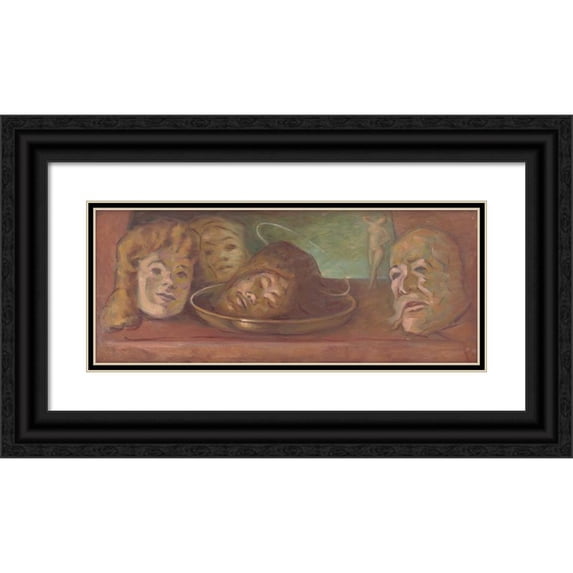Milan Thomka Mitrovský 24x12 Black Ornate Framed Double Matted Museum Art Print Titled: Head of John the Baptist ‘Salome’ (1922-192)