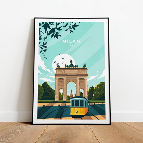 Milan Traditional Travel Print - Italy Milan Poster Milan Print Wedding Gift Birthday Present