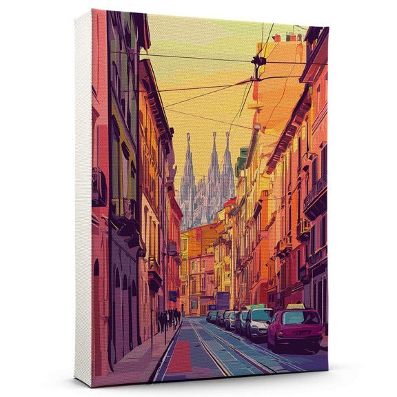 Milan Travel Canvas, Italy Canvas Print vintage, Colorful Milan Decor City Road, Italy Pictures Wall Art - 102AZ879