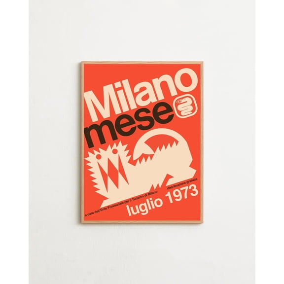 Milan Travel Poster, Mid Century Modern Wall Art, Unframed Paper Poster 8x10in