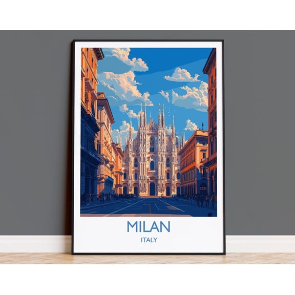 Milan Travel Poster Wall Art, Travel Print of Milan, Milan Art Lovers Gift, Italy, Italian City Art Gift, 8x12 UNFRAMED