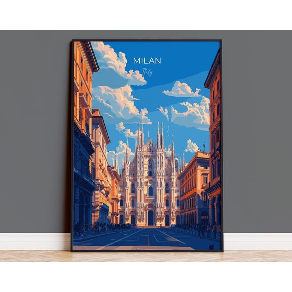 Milan Travel Print Wall Art, Travel Poster of Milan, Milan Art Lovers Gift, Italy, Italian City Art Gift, 12x18 UNFRAMED