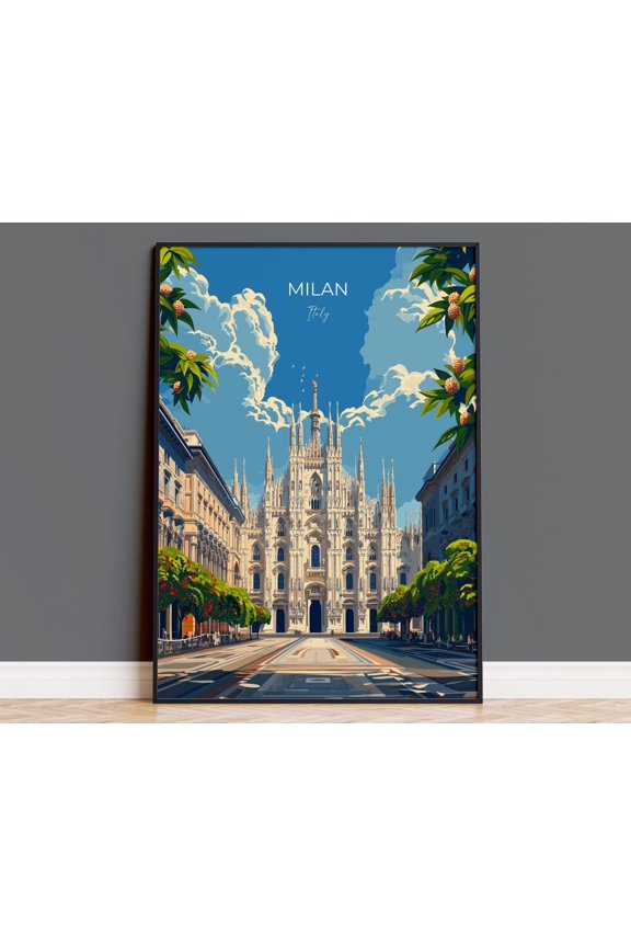 Milan Travel Print Wall Art, Travel Poster of Milan, Milan Art Lovers Gift, Italy, Italian City Art Gift, 8x12 UNFRAMED