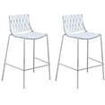 thumbnail image 1 of Milan Trevor Stackable Weave Back Counter Stool in White (Set of 2), 1 of 8