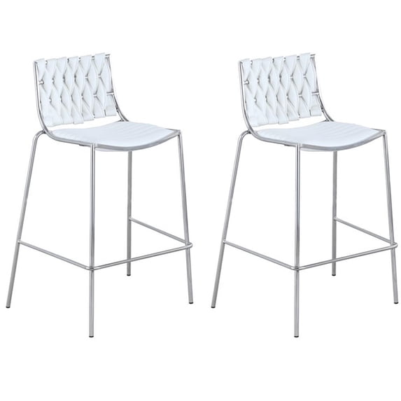 Milan Trevor Stackable Weave Back Counter Stool in White (Set of 2)