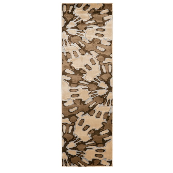 Milan Tybee Ivory Brown Area Rug 100% Polypropylene Modern Abstract Design 5x8