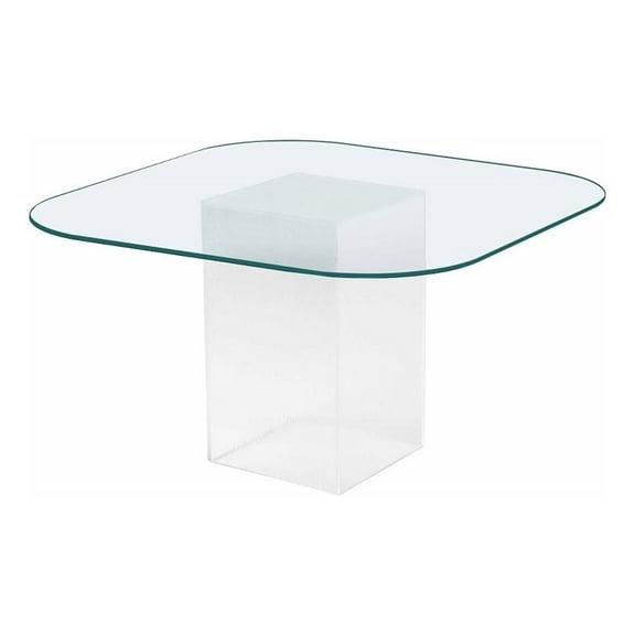 Milan Valor 48" Contemporary Clear Glass Dining Table with Acrylic Base