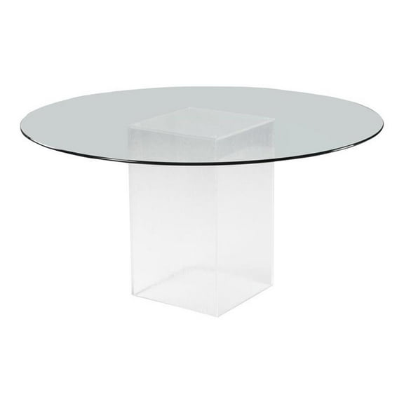 Milan Valor 54" Round Glass and Acrylic Dining Table in Clear