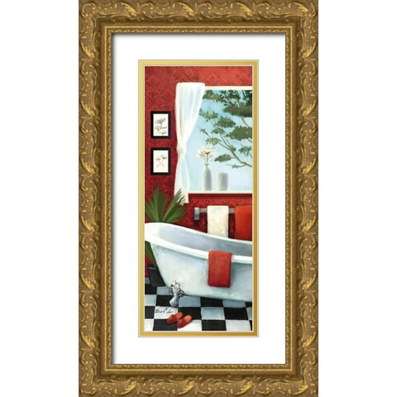 Milan, Vittorio 15x32 Gold Ornate Wood Framed with Double Matting Museum Art Print Titled - Bath with a View Panel I