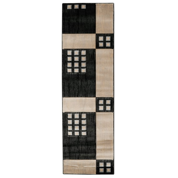 Milan Wallace Black Ivory Rug 100% Polypropylene Abstract Design Multi Size