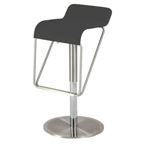 Milan Whitney Black Faux Leather Low Back Pneumatic-Adjustable Swivel Stool