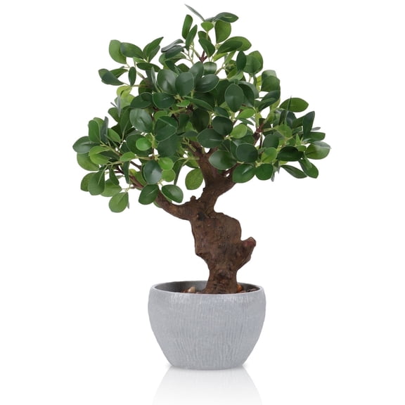 Artificial Bonsai Tree Potted Plant with Pot, 15" Tall Fake Potted Faux Plant Desk Decor, Realistic Decorative Plants Indoor Decor for Home Bedroom Bathroom Office Desk