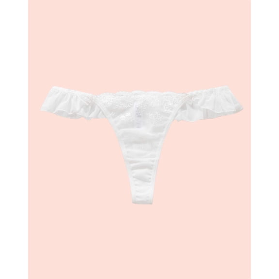 Milanblocks Coquette Lace Thong with Ruffled Edges