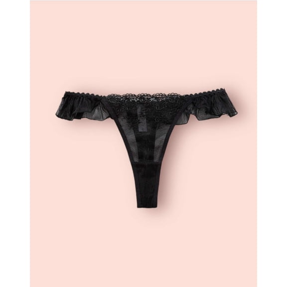 Milanblocks Coquette Lace Thong with Ruffled Edges