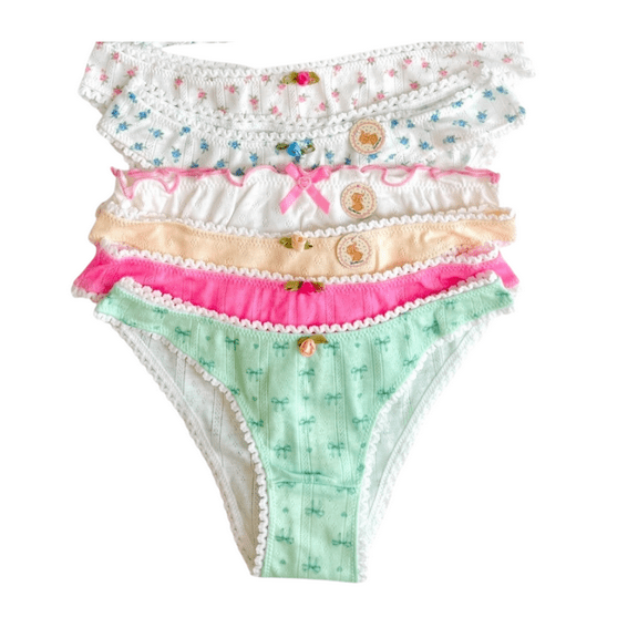 Milanblocks Petite Bundle Cotton Pointelle Sweet Blossom Coquette Lingerie Set - MIX5-S - Mix5-S