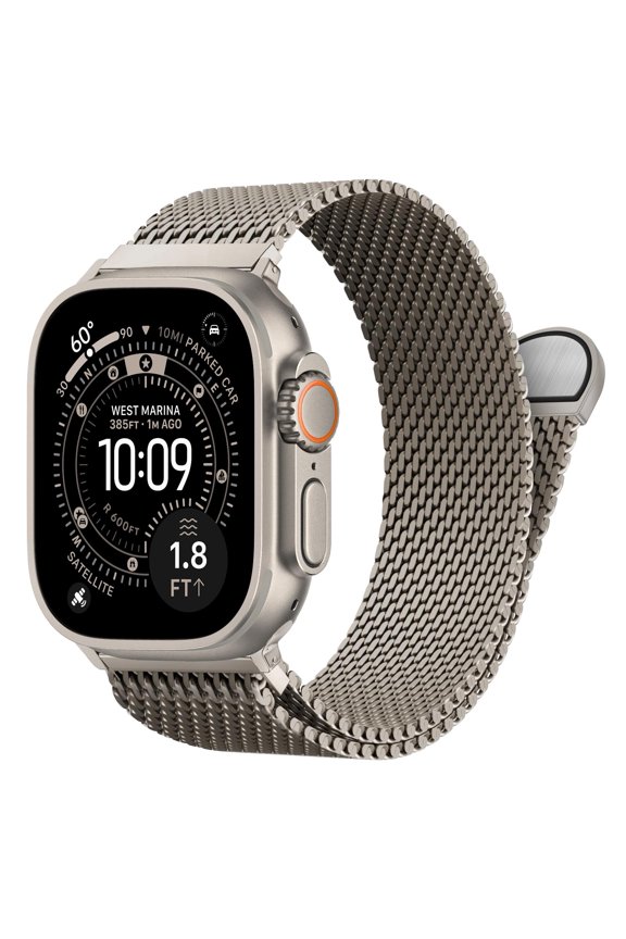 Milanese Mesh Loop Band Compatible with Apple Watch Ultra 3/2/1 49mm & Series 11/10/9/8/7/6/5/4/SE 46mm 45mm 44mm 42mm 41mm 40mm, Stainless Steel Magnetic Strap Men Women
